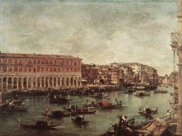 Francesco Guardi Painting - The Grand Canal at th Fish Market Pescheria Venetian School Francesco Guardi